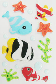 Die Cut 3D Puffy Stickers ,  Offset Printing Puffy Fish Stickers For Books