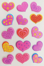 Colorful Bulk Foam Heart Stickers , Laptop Decor Peel Off  Kids 3d Stickers