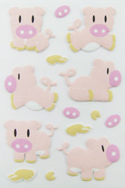 PVC Pink Cute Puffy Animal Stickers Sheets 3D Porkling Dimension Fashionable