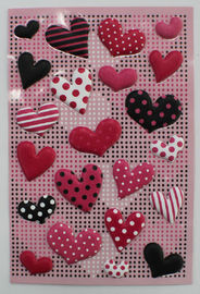Small 3D Heart Shaped Stickers , PVC PET EVA Puffy Heart Stickers For Envelopes 