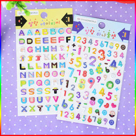 Silk Printing Custom Alphabet Stickers , Soft 3D Glitter Alphabet Stickers