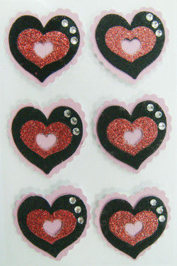 3D Custom Heart Shaped Stickers , Non Toxic Self Adhesive Fabric Stickers