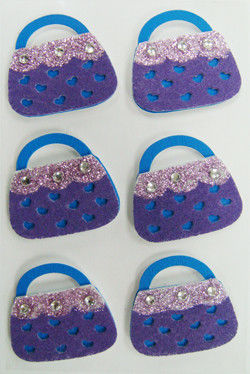 Screen Printed Printable Fabric Stickers With Decora Rhinestone Purple Bag Shape