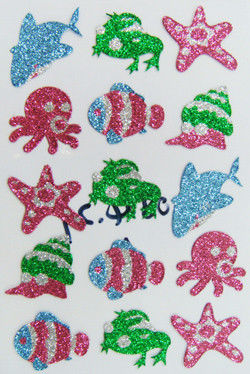 Lovely Personalised Glitter Wall Stickers , Non Toxic Sea Animal Foam Stickers