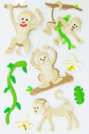 3D Dimensional Kids Puffy Stickers Sheets Monkey Cartoon Design 80 X 120 Mm
