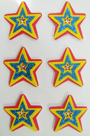 Layered Star Shaped Stickers Foam Glittering For Home Decoration Silk Printing